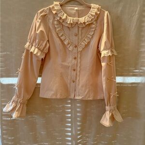 Elegant Ruffled Blouse in Cream - 3/$30 bundle deal
